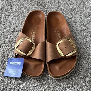 Birkenstock Boston Sandals with Big Gold Buckle